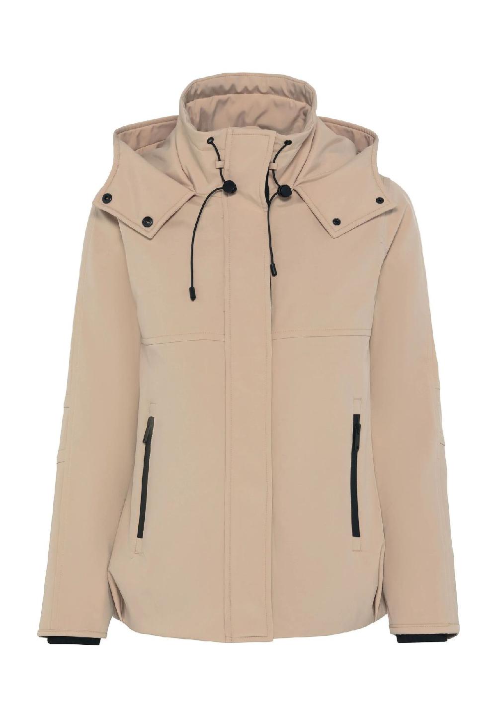 MANGUUN Übergangsjacke Kapuze Reißverschlusstaschen für Damen