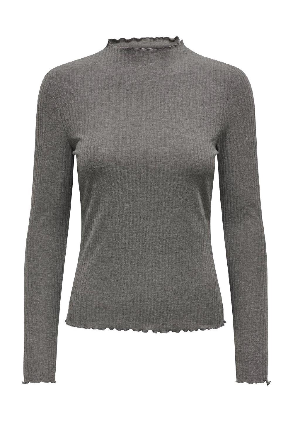 ONLY® Langarmshirt "Emma" Stehkragen Ripp-Design für Damen