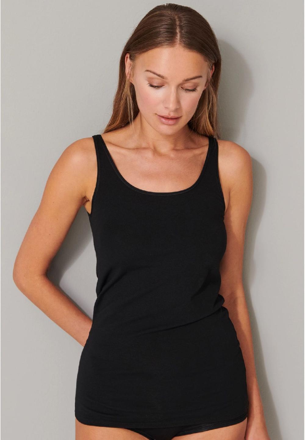 SCHIESSER Trägertop "95/5" 2er Pack U-Ausschnitt Uni Für Damen