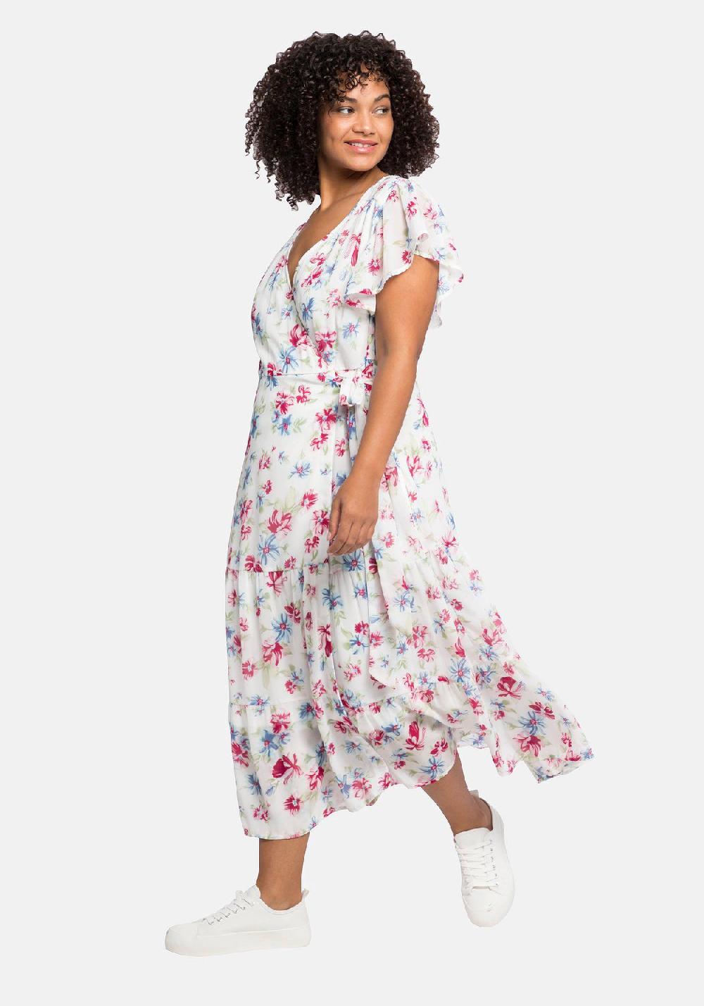 Sheego By JoeBrowns Chiffonkleid Mit Blumendruck Und Bindegürtel