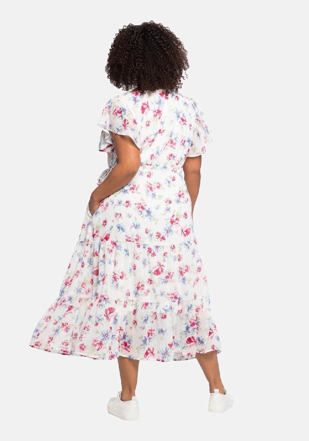 Sheego By JoeBrowns Chiffonkleid Mit Blumendruck Und Bindegürtel