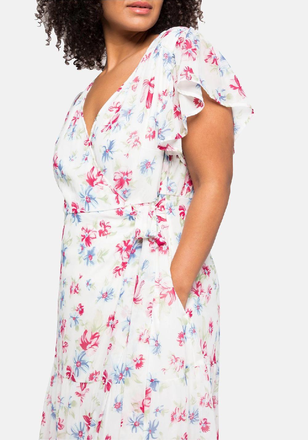 Sheego By JoeBrowns Chiffonkleid Mit Blumendruck Und Bindegürtel