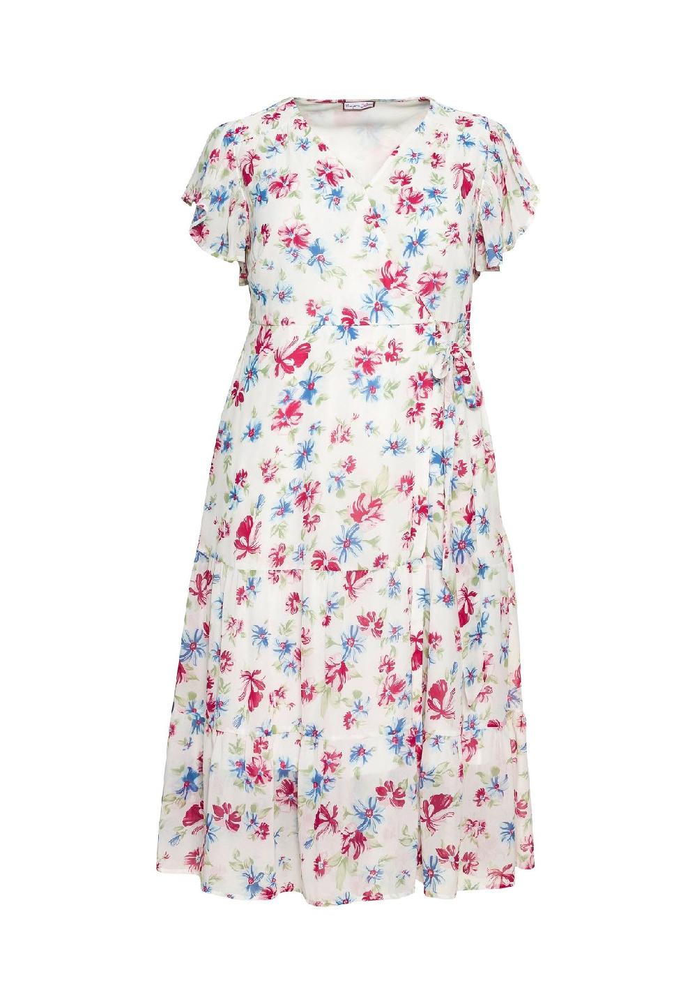 sheego by JoeBrowns Chiffonkleid mit Blumendruck und Bindegürtel