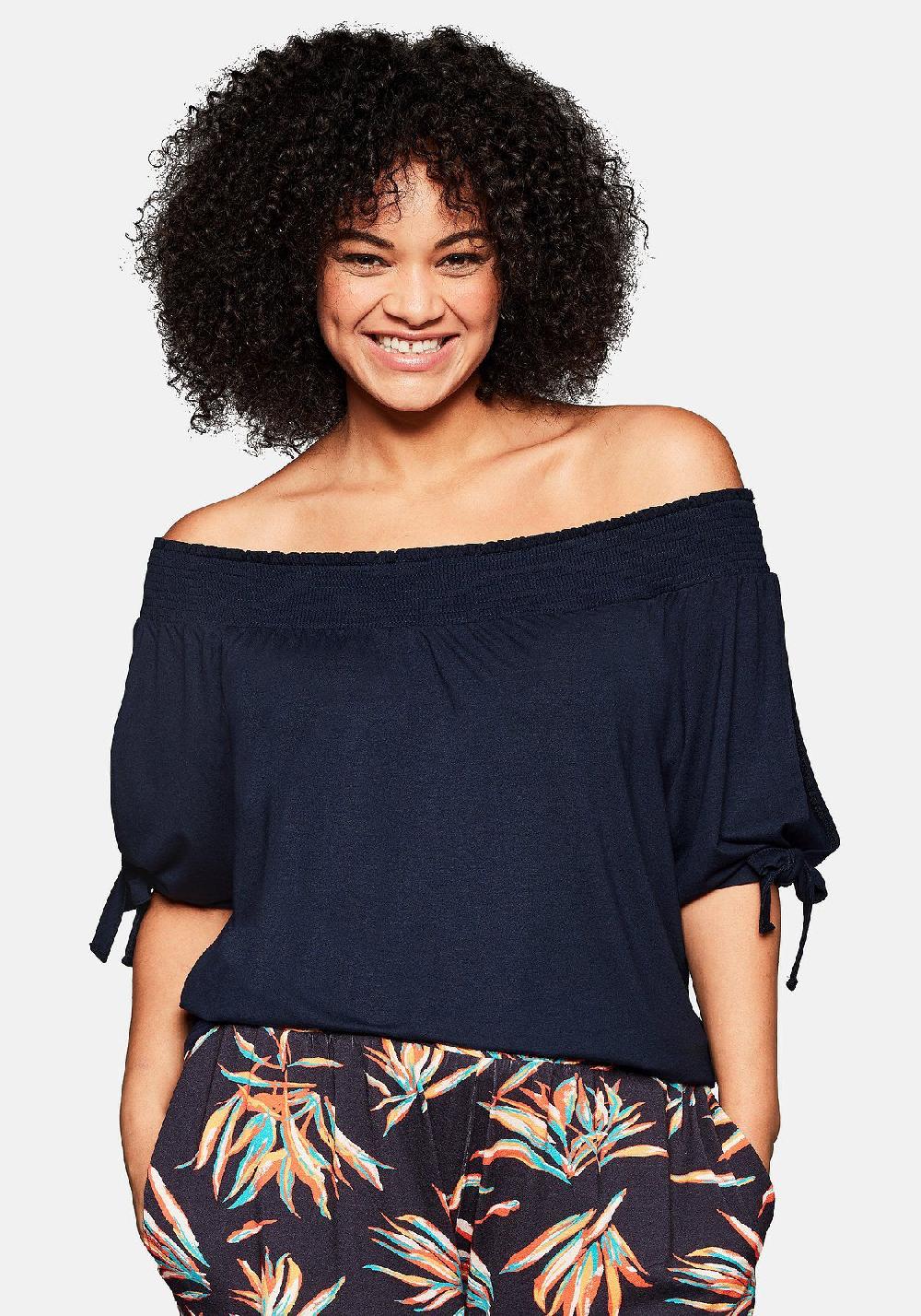 Sheego Carmenshirt Mit Smokeinsatz