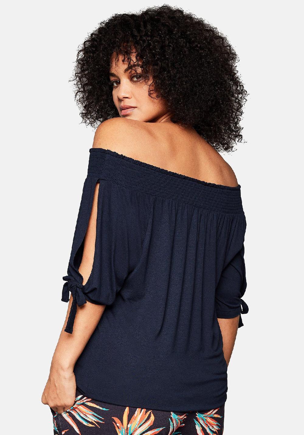 Sheego Carmenshirt Mit Smokeinsatz