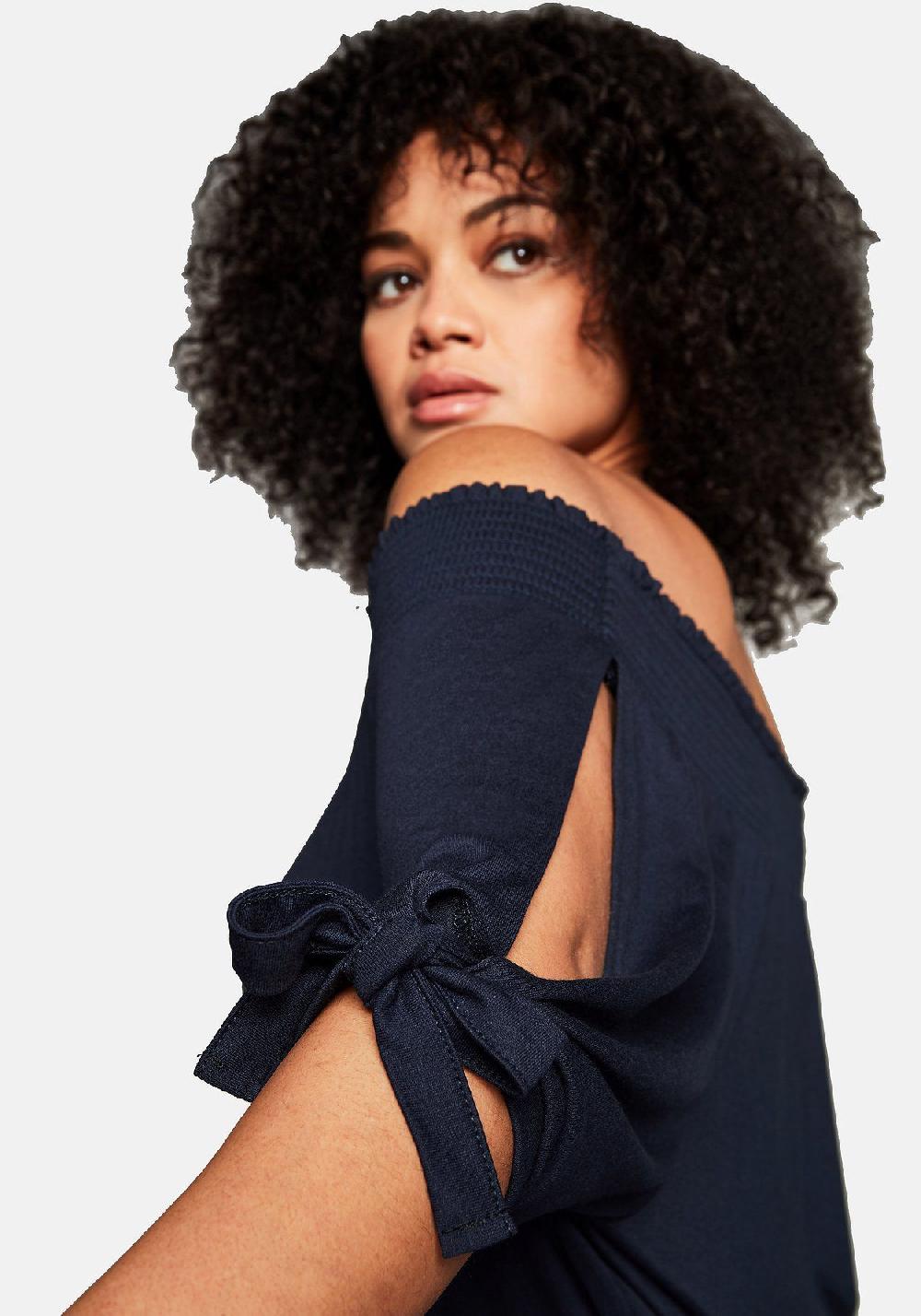 Sheego Carmenshirt Mit Smokeinsatz