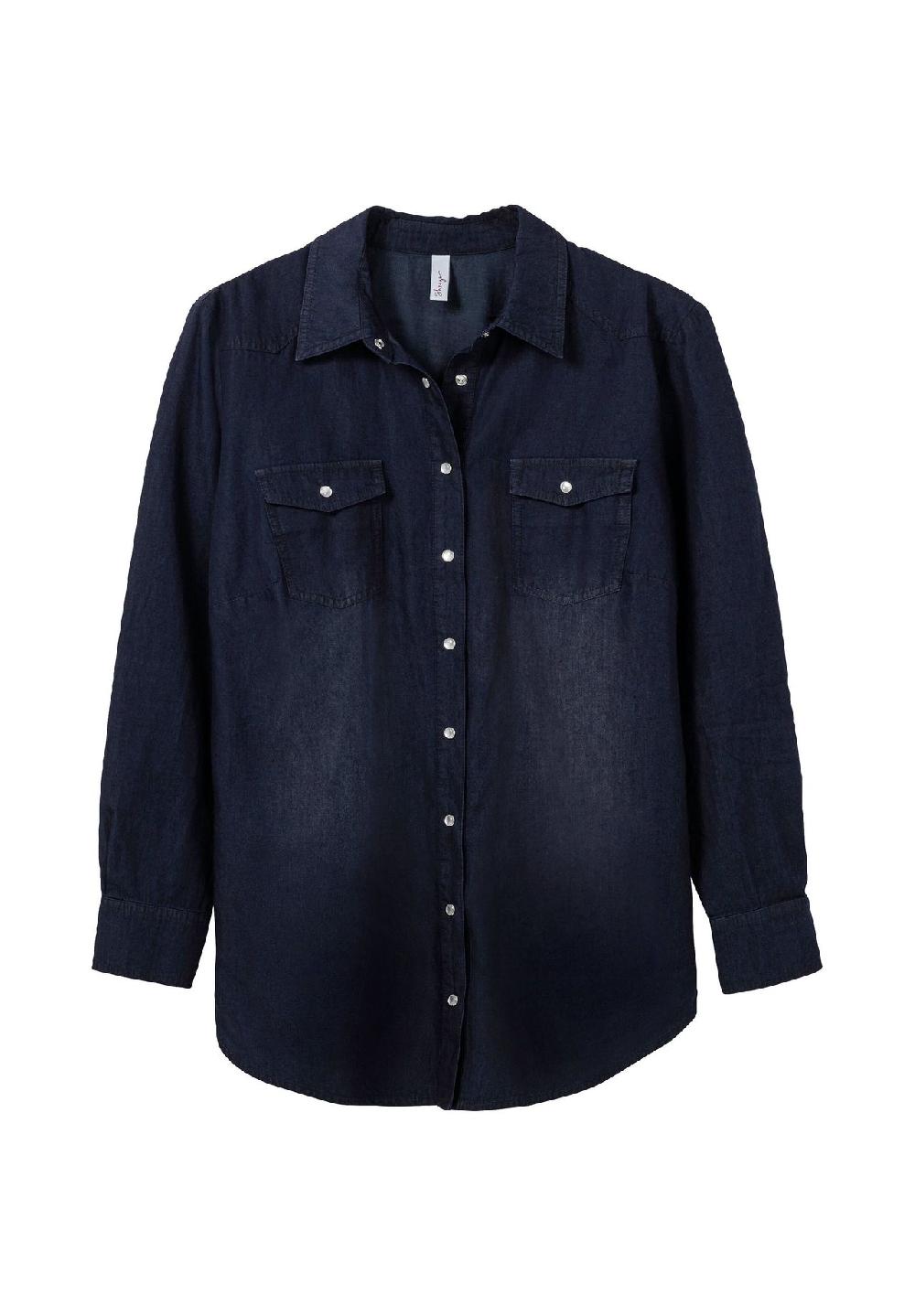 sheego Jeansbluse mit Knopfleiste und Brusttaschen