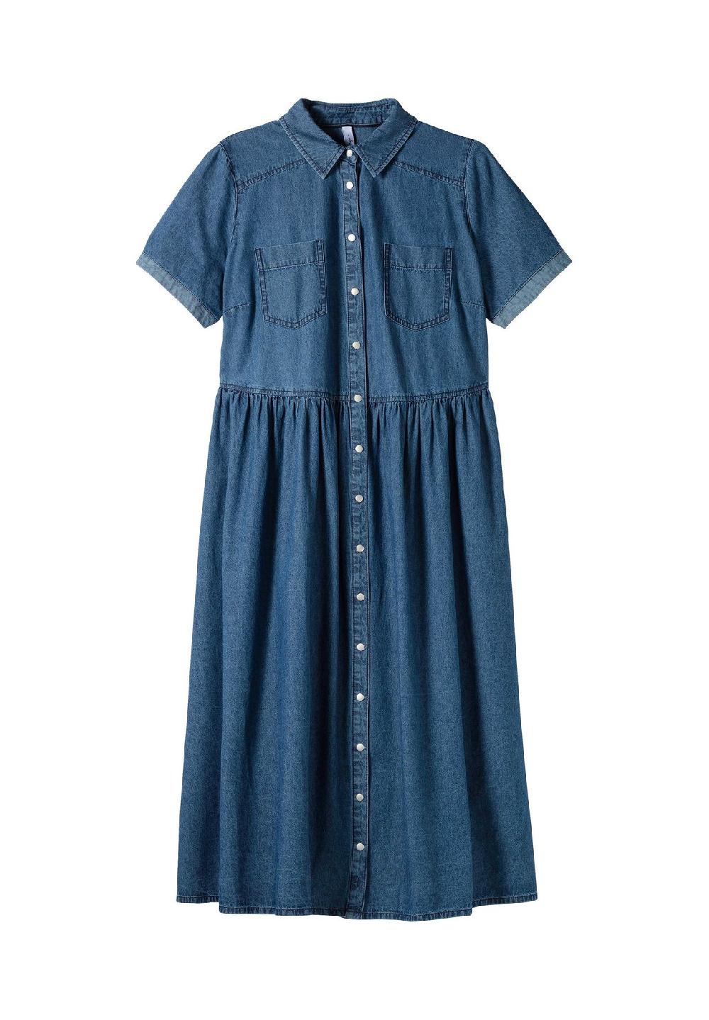 sheego Jeanskleid mit Blusenkragen und Teilungsnaht