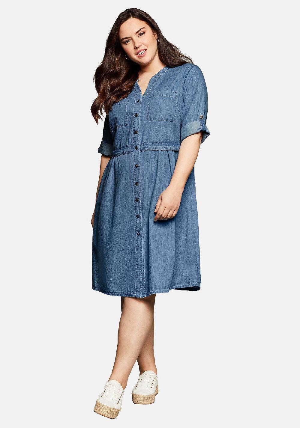 Sheego Jeanskleid Mit Knopfleiste Und Hoher Taille