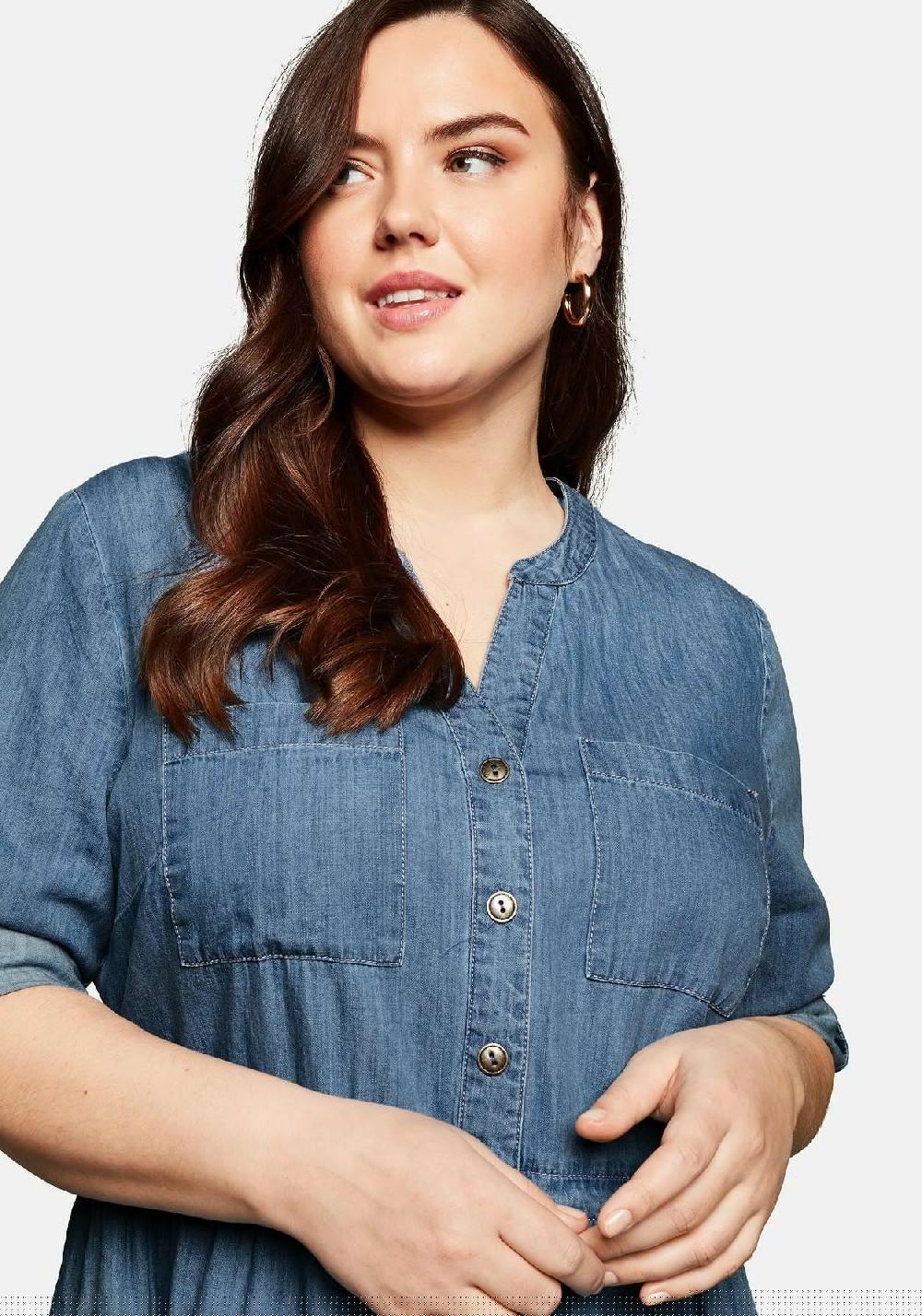 Sheego Jeanskleid Mit Knopfleiste Und Hoher Taille