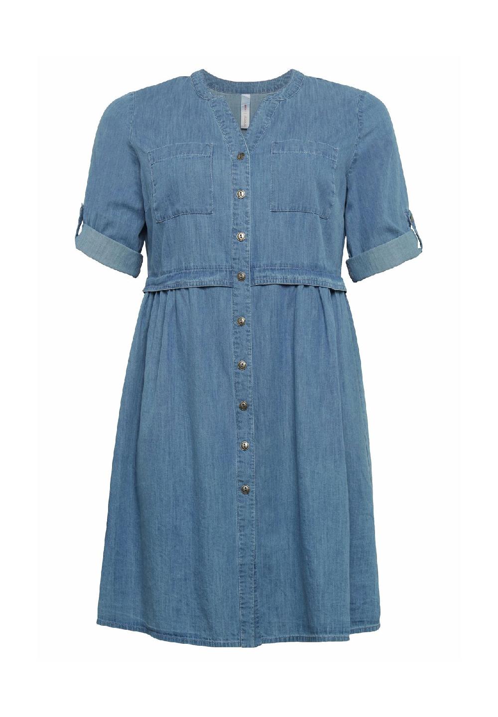 sheego Jeanskleid mit Knopfleiste und hoher Taille