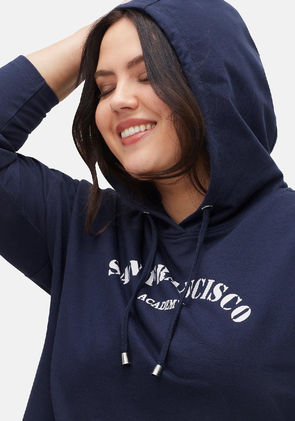 Sheego Kapuzensweatshirt Mit Frontdruck In A-Linie