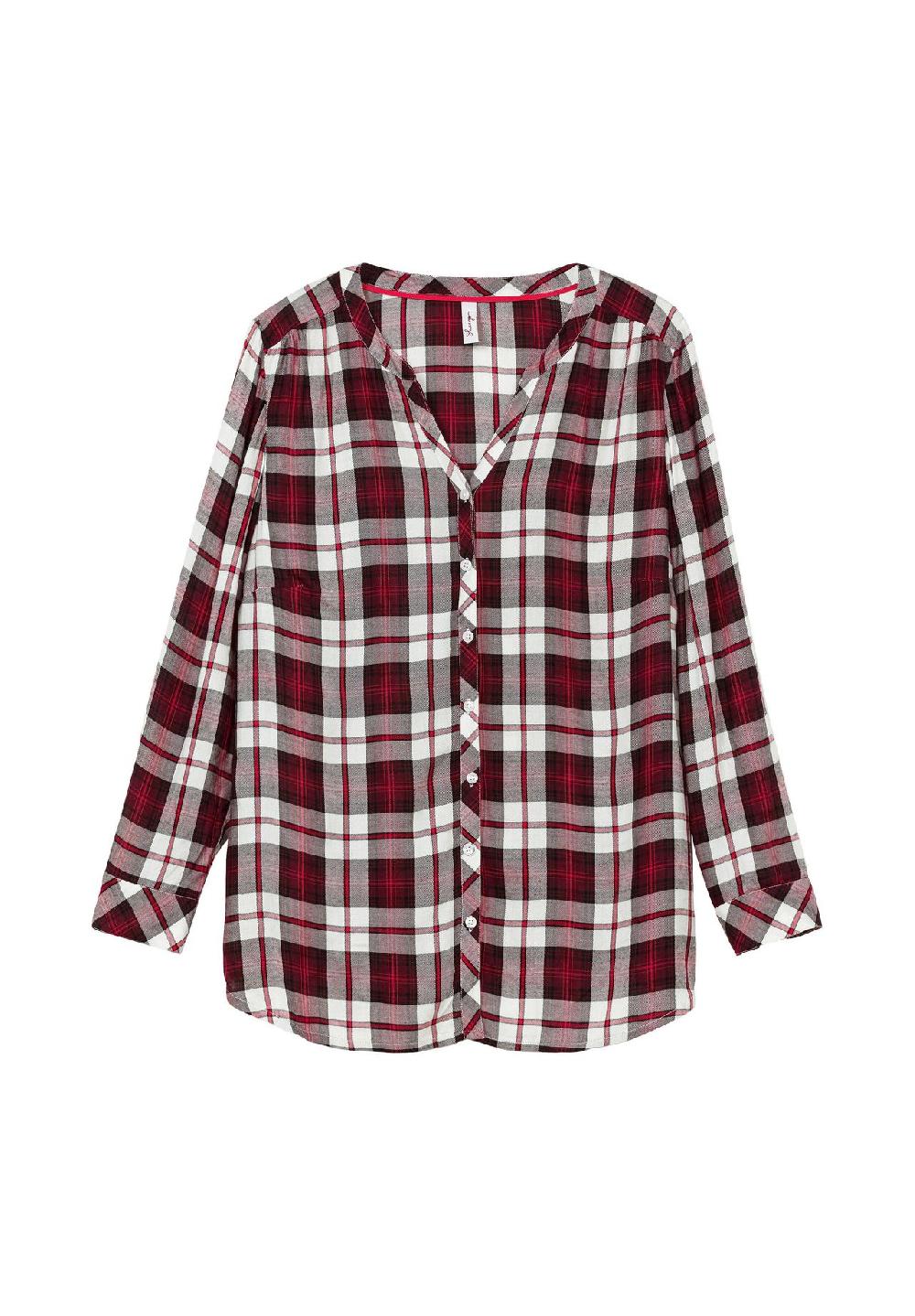 sheego Karierte Bluse mit Rundhalsausschnitt
