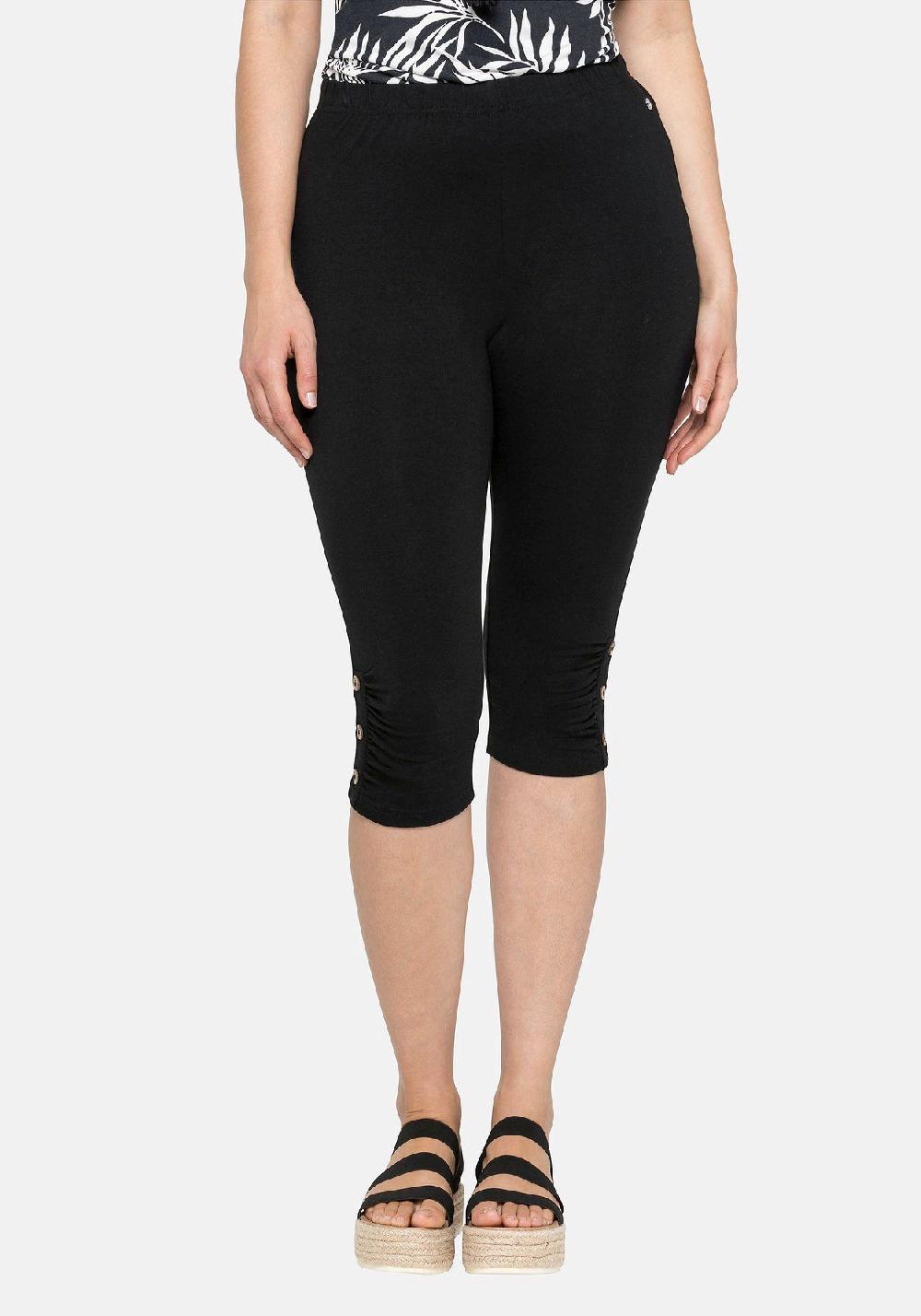 Sheego Leggings Mit Raffung Und Deko-Knöpfen Am Saum