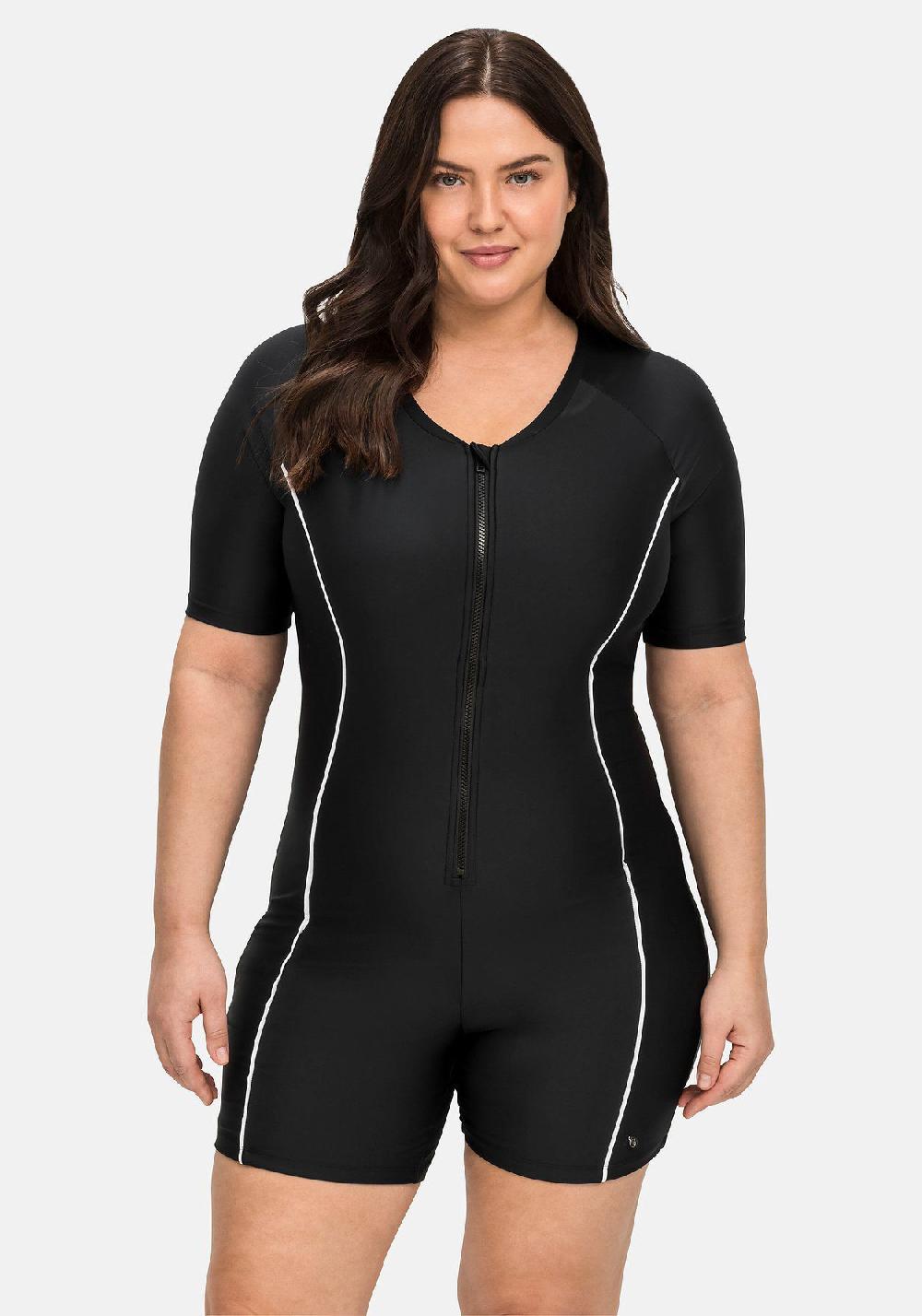 Sheego Schwimmanzug Mit Kurzem Ärmel Und Kurzem Bein