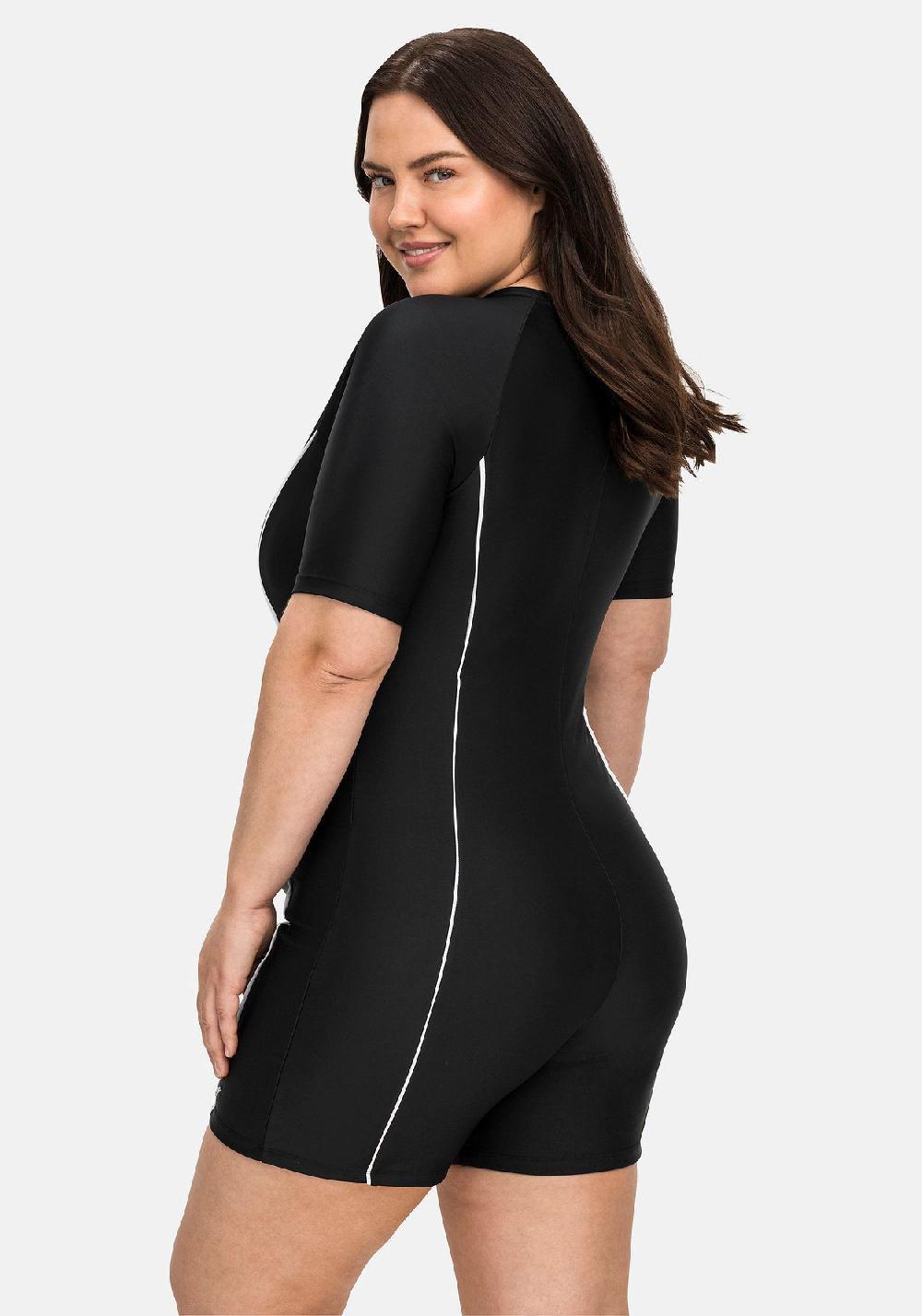 Sheego Schwimmanzug Mit Kurzem Ärmel Und Kurzem Bein