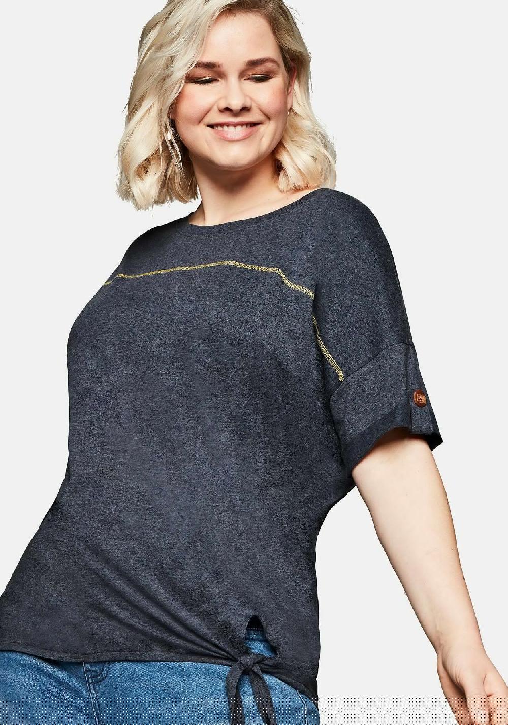 Sheego Shirt Mit Ziernaht Und Knotendetail Am Saum