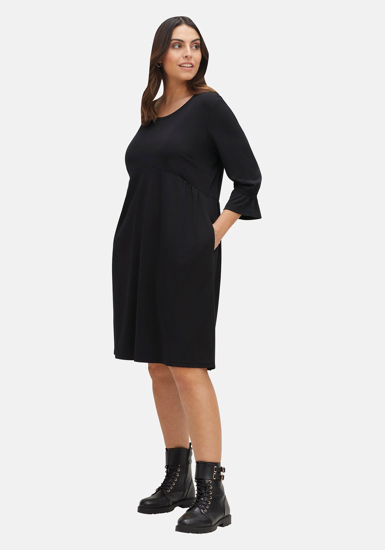 Sheego Shirtkleid Mit Gerafften 3/4-Ärmeln