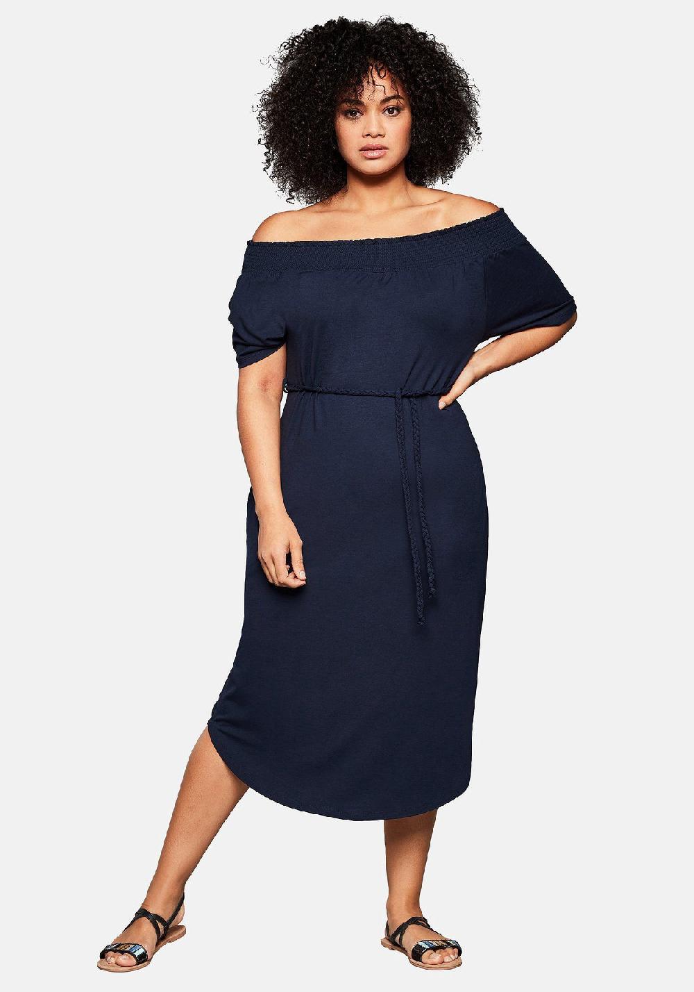 Sheego Strandkleid Mit Bindeband Und Carmenausschnitt