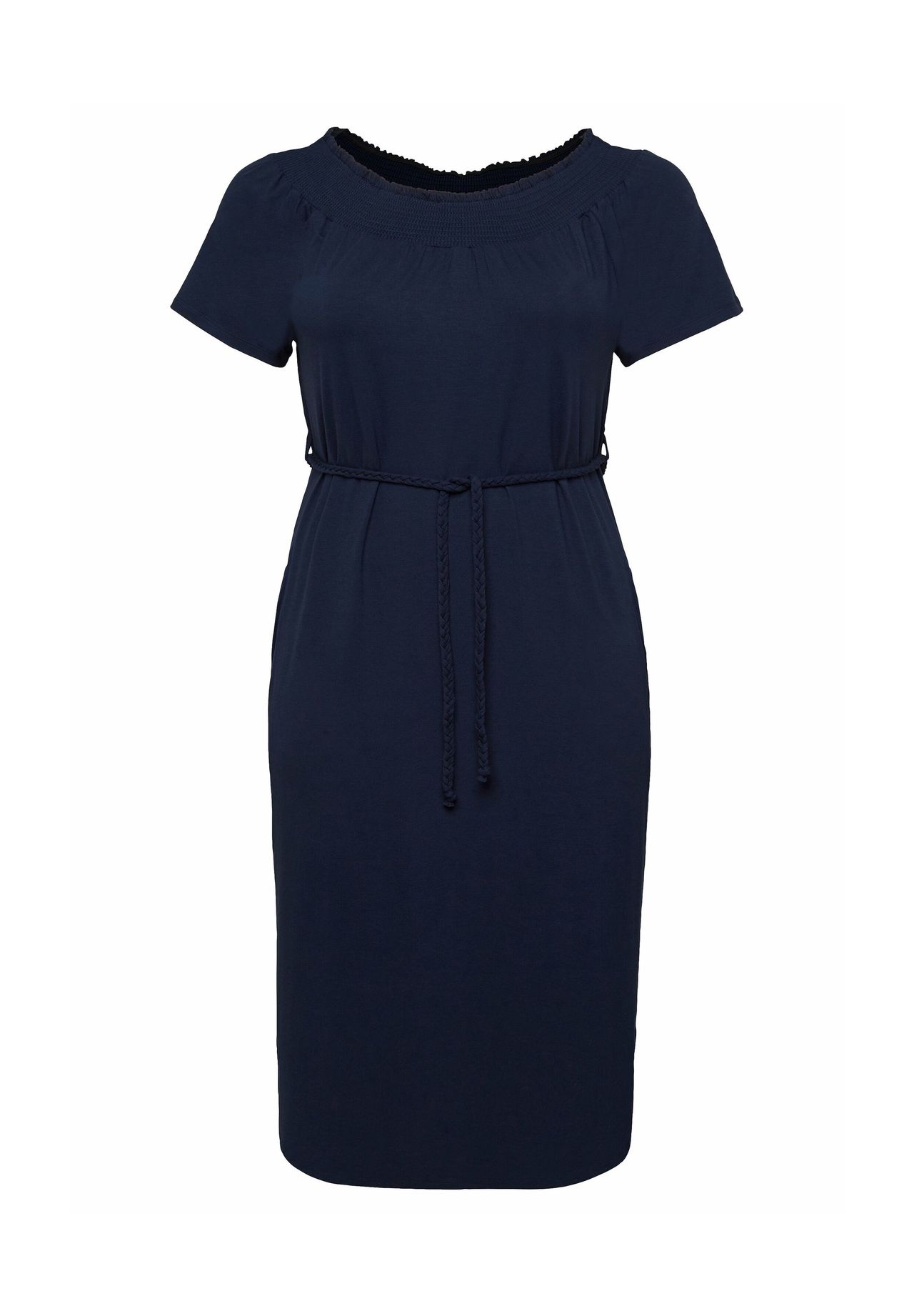 sheego Strandkleid mit Bindeband und Carmenausschnitt