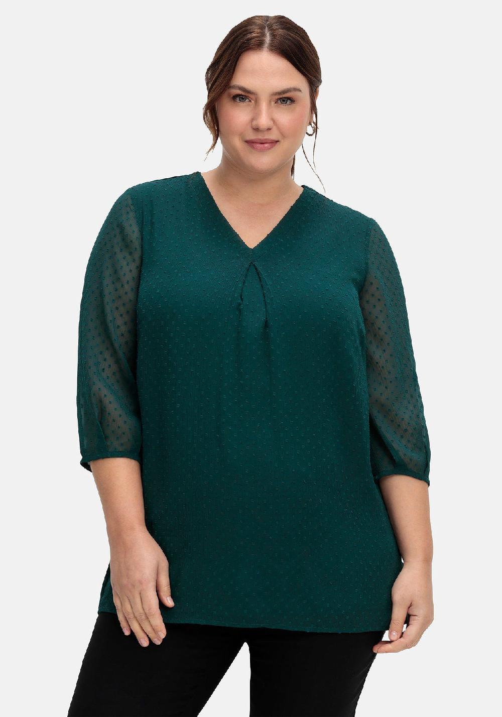Sheego Tunika Mit Chiffon-Ärmeln Und Eingewebtem Muster