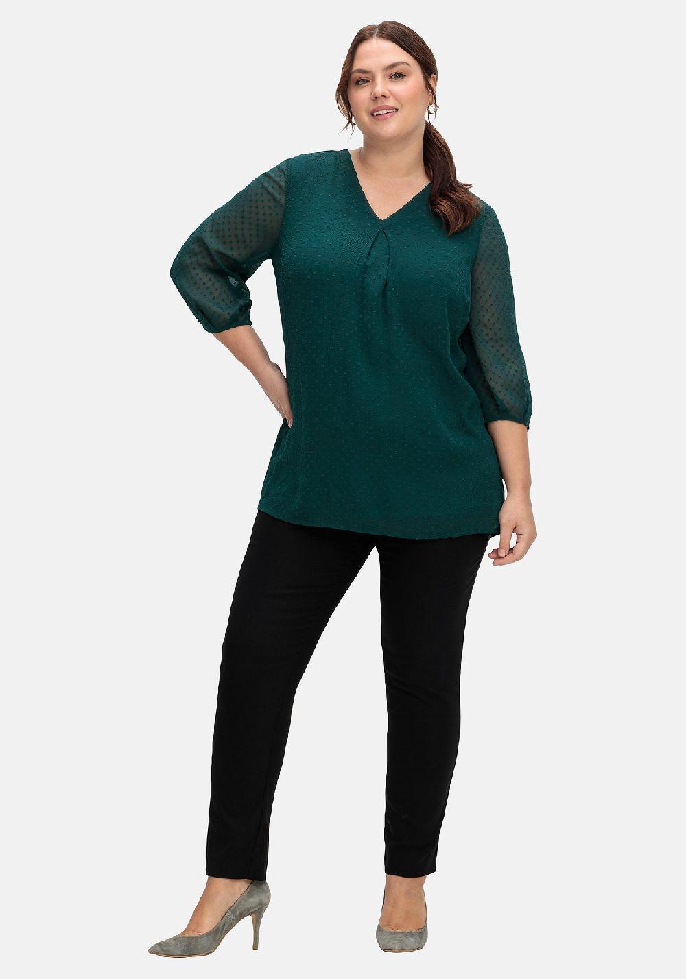 Sheego Tunika Mit Chiffon-Ärmeln Und Eingewebtem Muster