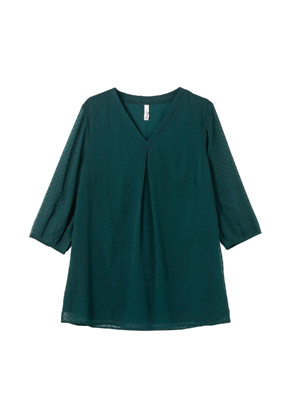 sheego Tunika mit Chiffon-Ärmeln und eingewebtem Muster