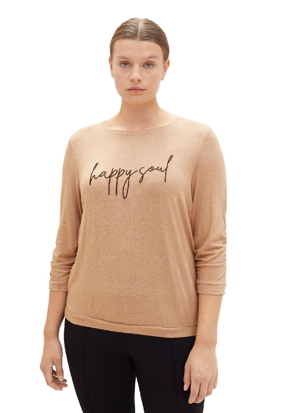 TOM TAILOR Plus Shirt 3/4-Arm Melange Raffung Für Damen