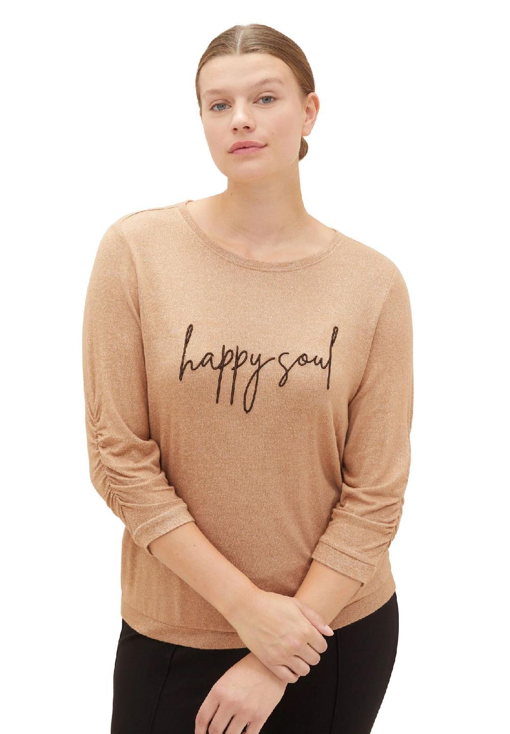 TOM TAILOR Plus Shirt 3/4-Arm Melange Raffung Für Damen