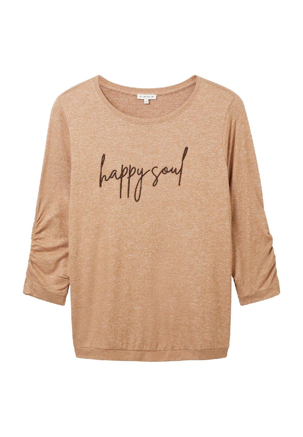 TOM TAILOR plus Shirt 3/4-Arm Melange Raffung für Damen