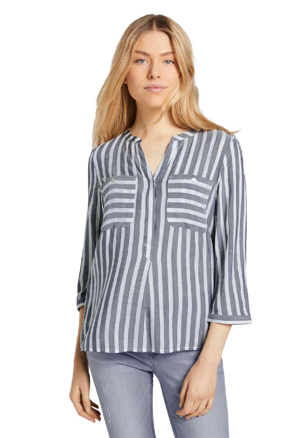 TOM TAILOR Shirtbluse Brusttaschen 3/4-Arm Für Damen