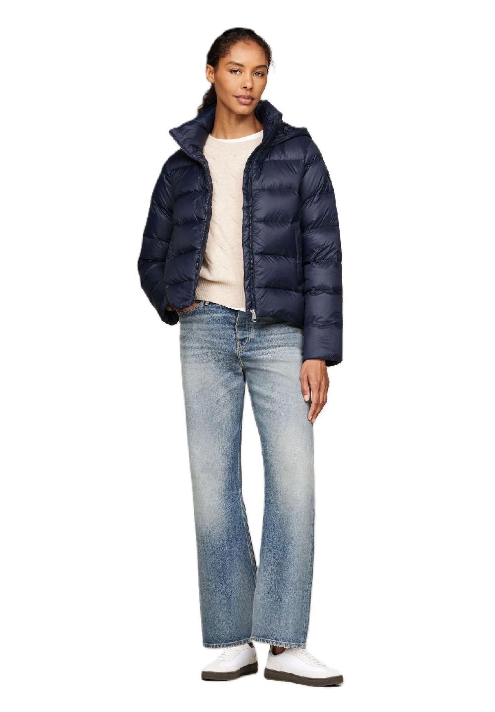 TOMMY HILFIGER Steppjacke Stehkragen Logo-Patch Für Damen