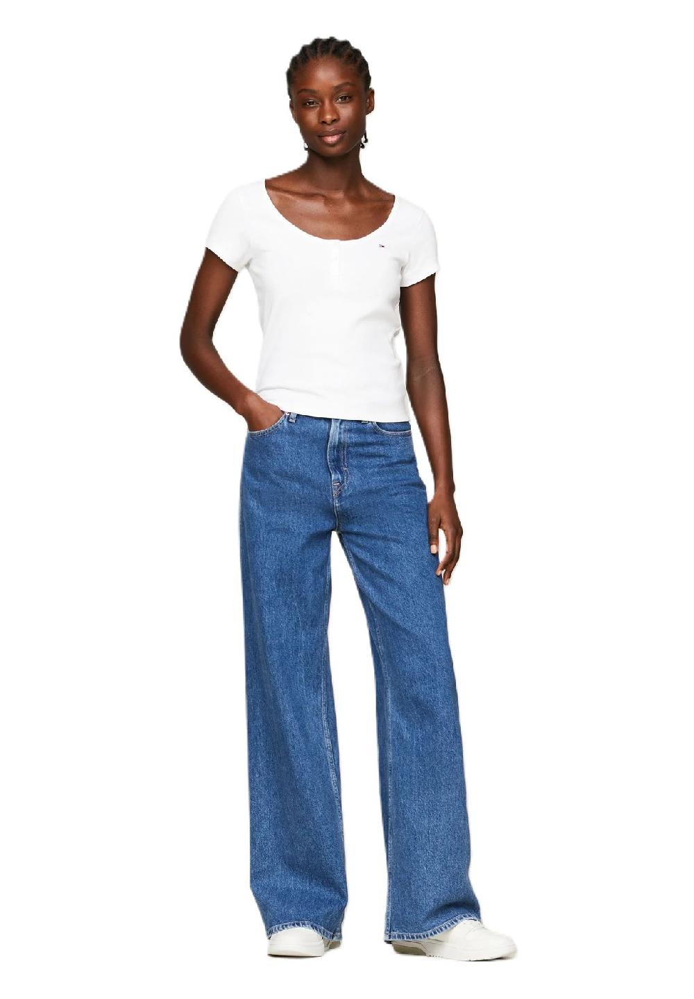 TOMMY Jeans T-Shirt Henley-Ausschnitt Für Damen