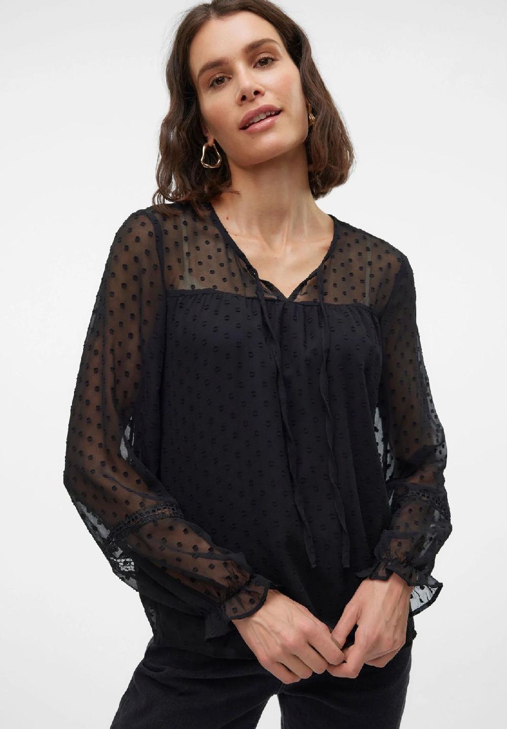 VERO MODA® Shirtbluse "Leah" Schlüsselloch-Ausschnitt Für Damen