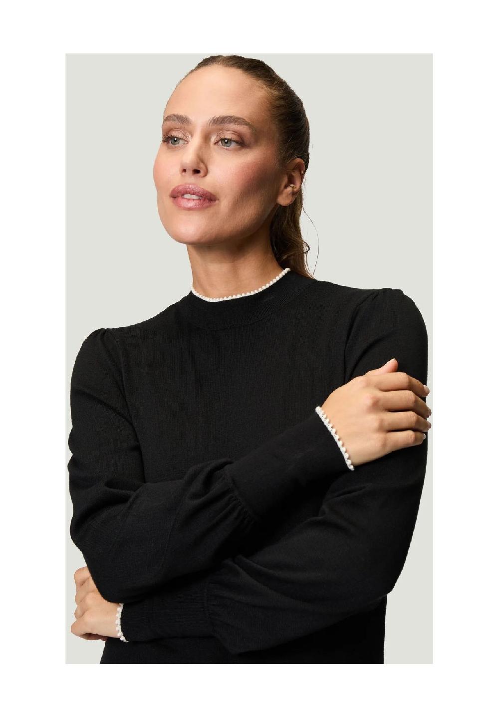 Zero Pullover Stehkragen Kontrastpaspel Für Damen