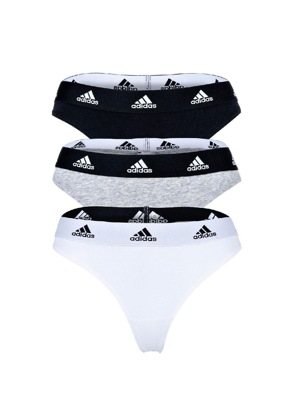 Adidas Damen Strings 3er Pack - Thong 3PK Unterwäsche Cotton Stretch Logo Uni