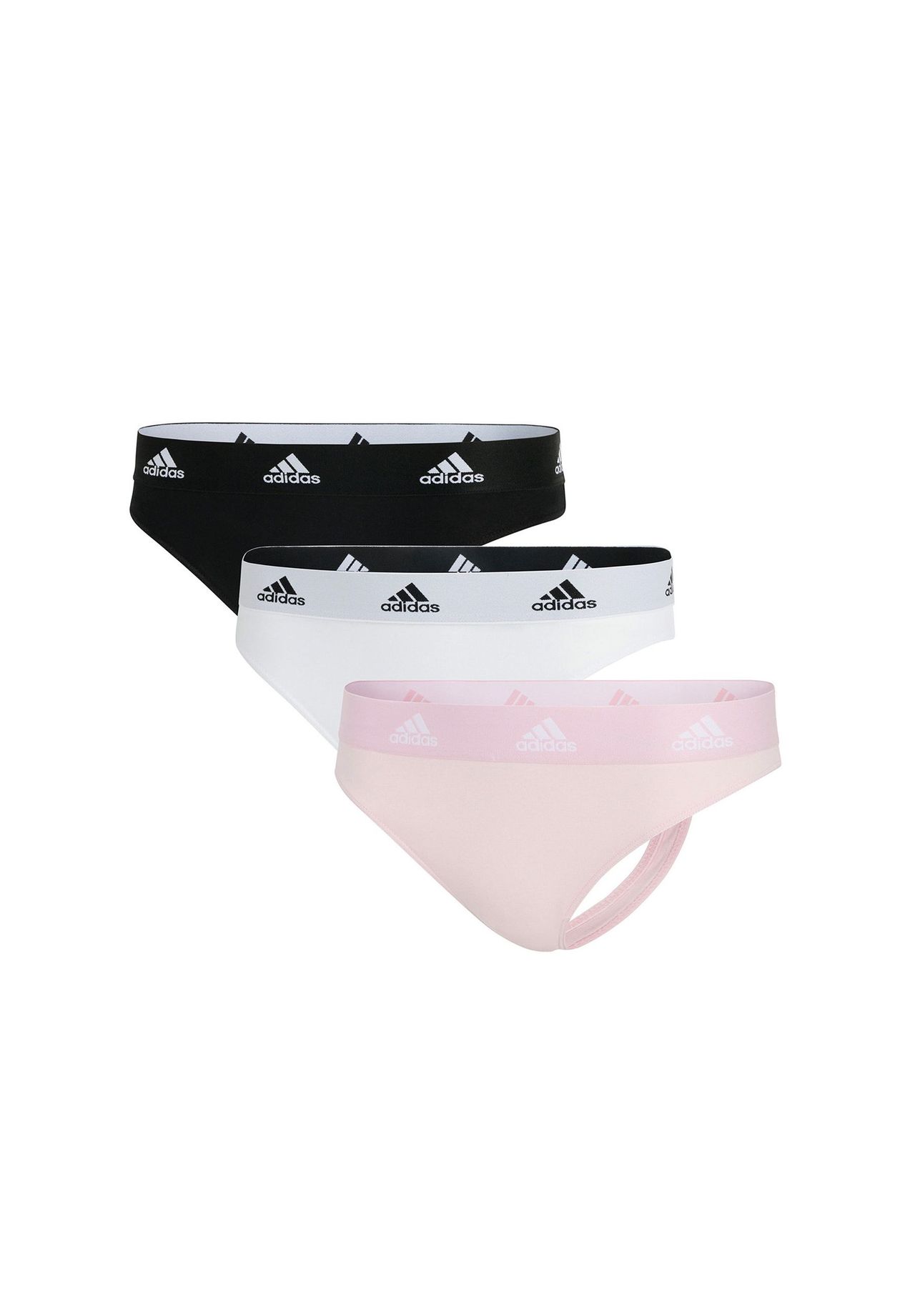 adidas Damen Strings 3er Pack - Thong 3PK Unterwäsche Cotton Stretch Logo uni