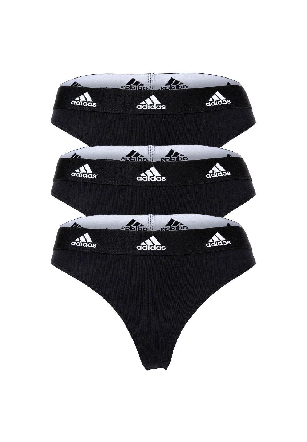 adidas Damen Strings 3er Pack - Thong 3PK Unterwäsche Cotton Stretch Logo uni