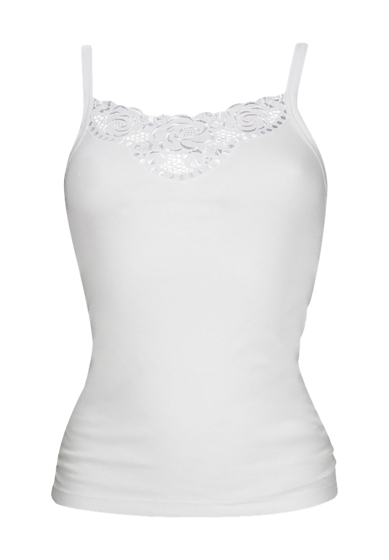 con-ta- Unterhemd Floralbesatz uni für Damen