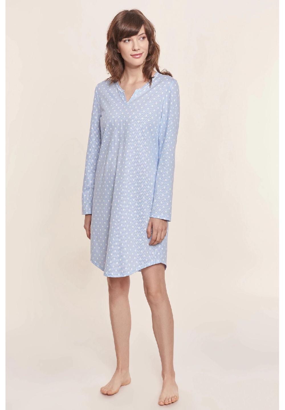 DR. SCHELLER Smart Look Nachthemd Punkte Split-Neck Für Damen