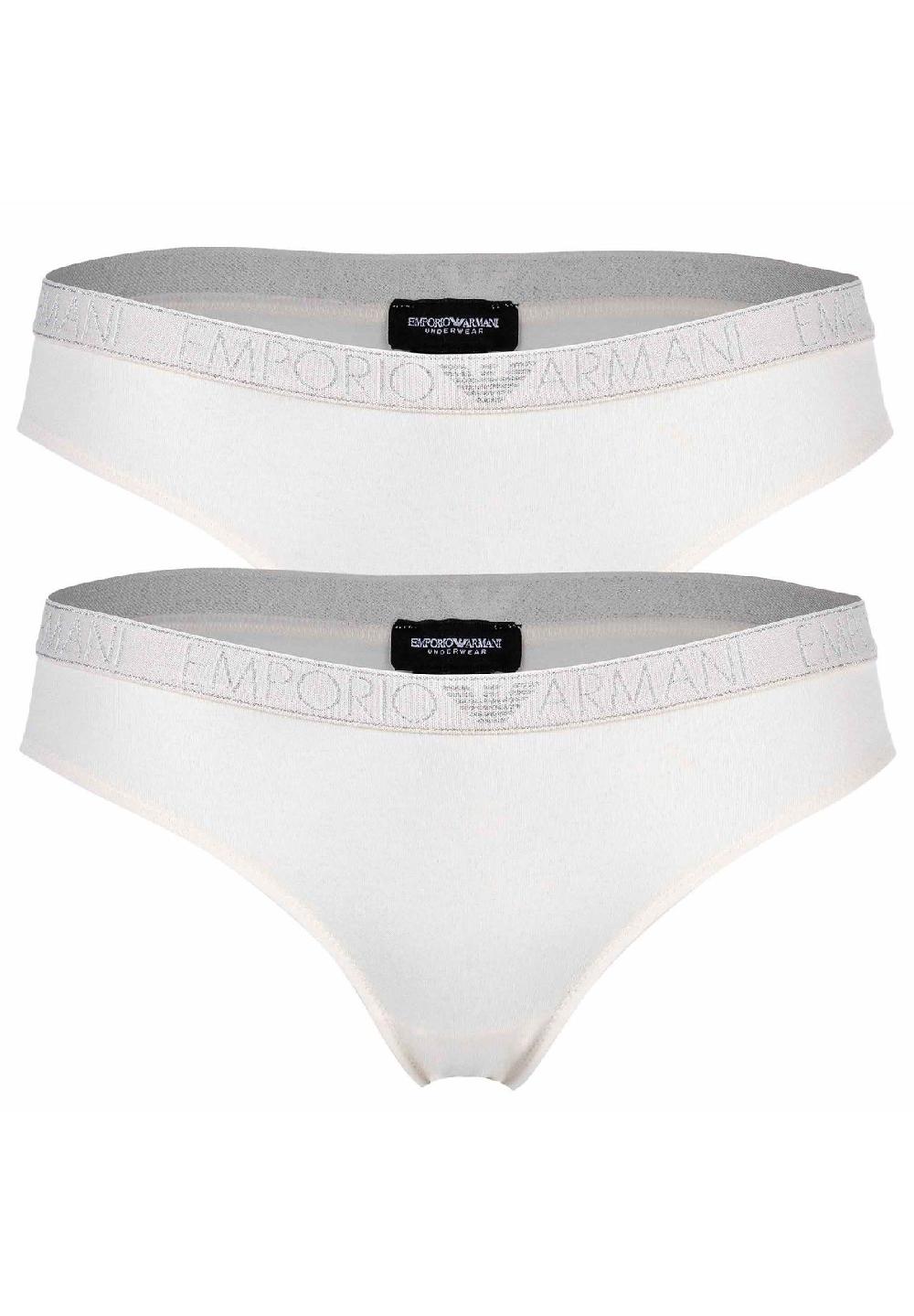 EMPORIO ARMANI Damen Slip 2er Pack - ESSENTIAL STUDS LOGO Briefs Cotton Stretch