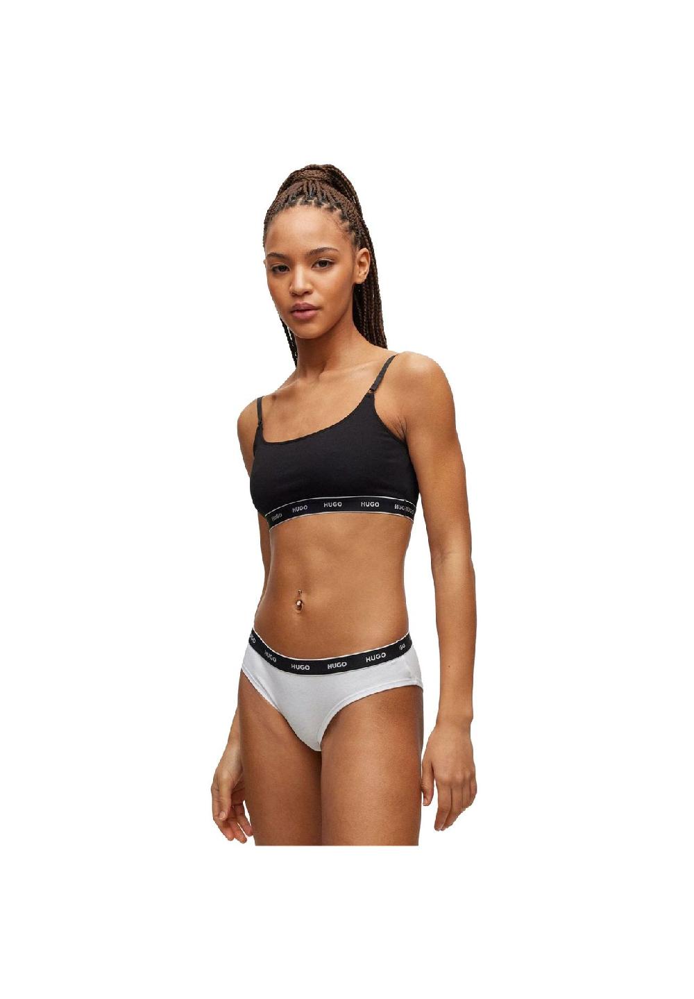 HUGO Damen Slips 3er Pack - Brief Stripe Unterwäsche Baumwolle Logo Einfarbig