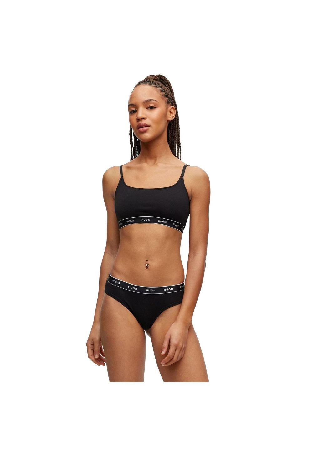 HUGO Damen Slips 3er Pack - Brief Stripe Unterwäsche Baumwolle Logo Einfarbig