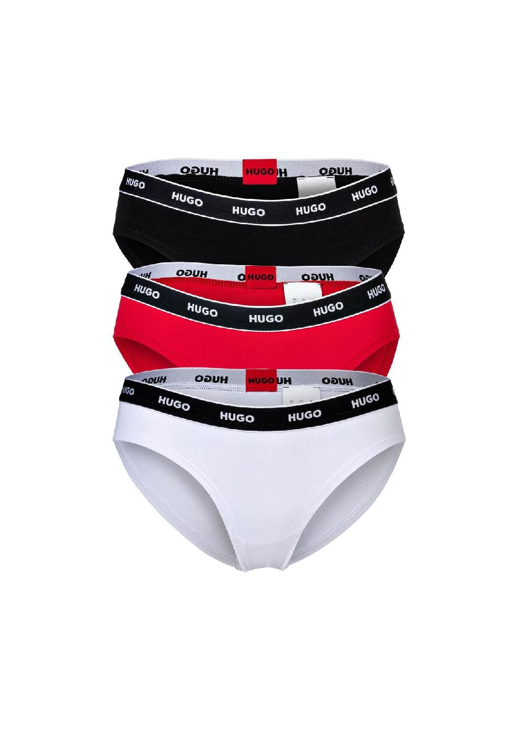 HUGO Damen Slips 3er Pack - TRIPLET BRIEF STRIPE Cotton Stretch Logo Uni