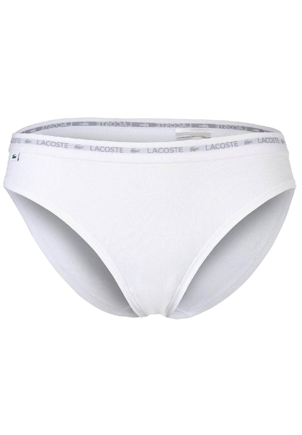 LACOSTE Damen Slips 3er Pack - Brief Unterwäsche Cotton Stretch Logobund Einfarbig