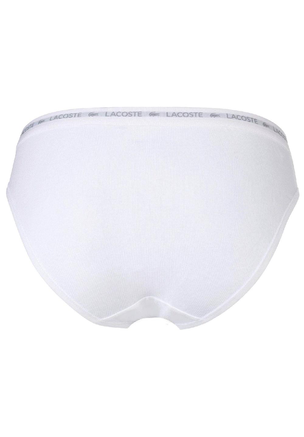 LACOSTE Damen Slips 3er Pack - Brief Unterwäsche Cotton Stretch Logobund Einfarbig