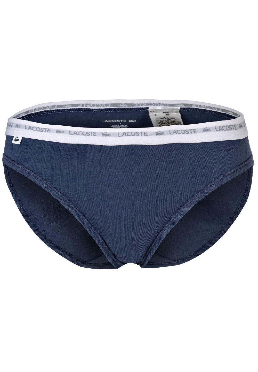 LACOSTE Damen Slips 3er Pack - Brief Unterwäsche Cotton Stretch Logobund Einfarbig