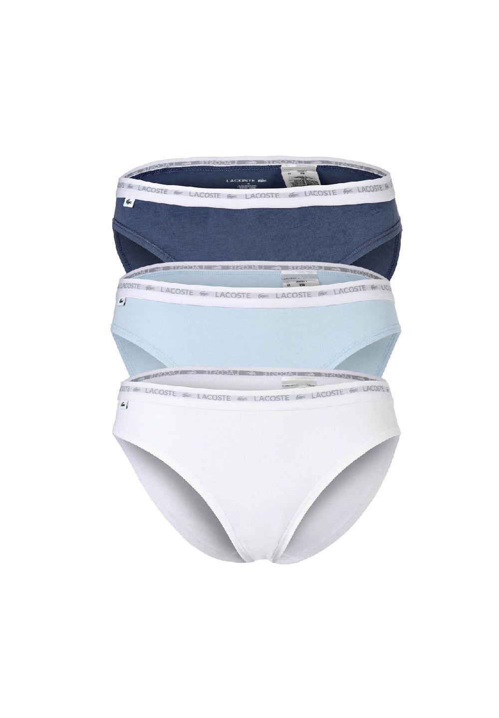 LACOSTE Damen Slips 3er Pack - Brief Unterwäsche Cotton Stretch Logobund einfarbig