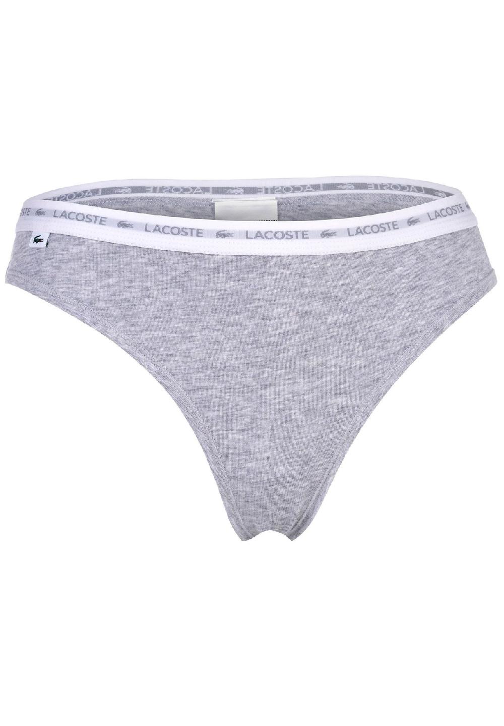 LACOSTE Damen Strings 3er Pack - Thong Unterwäsche Cotton Stretch Logobund Einfarbig