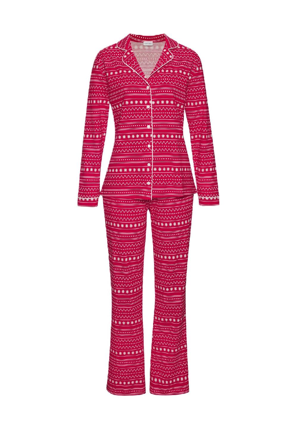 LASCANA Schlafanzug Single-Jersey Reverskragen für Damen